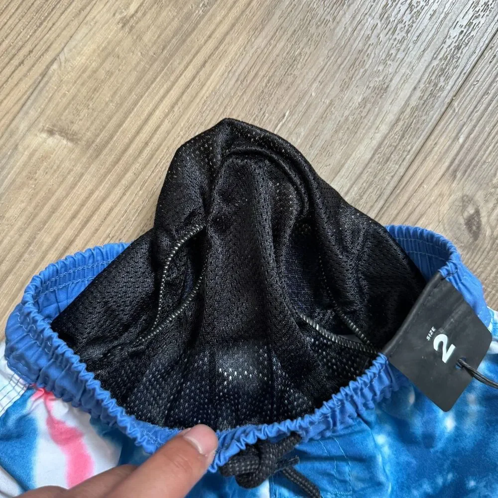 Rip Curl Lay‎ Days Boys Bathing Suit Swim Trunks Lined Blue Tie Dye Size 2